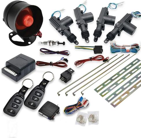 Maso Car Remote Central Locking Kit 4 Doors Keyless Entry System + Anti-Theft Alarm Immobiliser System with Shock Sensor Universal Fits for All Car in Kuwait