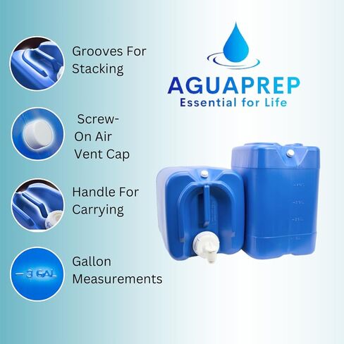 5-Gallon Stackable Water Storage Containers, w/Lids + Spigot, Easy Fill, Survial Supply, Emergency Water Storage for Camping and Disaster Preparedness, RV, Camping, 20 Gallon in Saudi Arabia