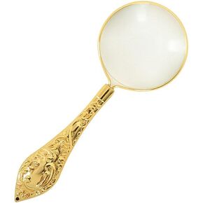 Handheld Flower Handle Magnifying Glass European Relief Pattern Handle Magnifying Glass