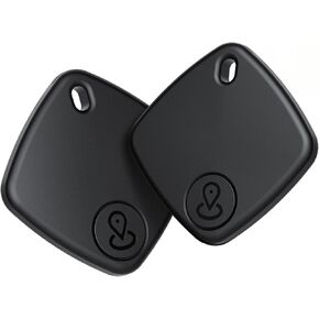 Air Tag (Black) 4-Pack, Bluetooth Tracker Work with Apple Find My (iOS Only), Key Finder and Item Locator Smart Tag with Key Ring/Lanyard, Tracker Tag for Keys/Luggage/Wallet, Replaceable Battery