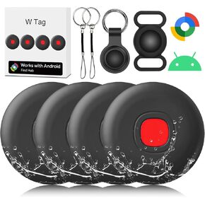Air Tags-4 Pack Android, Bluetooth Air Tags for Android, Item Finder for Android, Google's Find Hub App, Android Tracker, Luggage Tag Tracker, Waterproof Item Locator for Keys, Wallet, Pets (Black)
