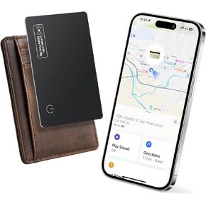Wallet Tracker Card Air-Tag (iOS Only) - Work with Apple Find My, Bluetooth Tracker Smart Card Wallet Finder, 0.08in Slim, IP68 Waterproof, Item Locator for Luggage Tags, Passports, Purse