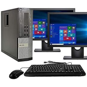 Dell Optiplex 9020 SFF Computer Desktop PC, Intel Core i5 Processor, 16GB Ram, 2TB Hard Drive, WiFi, Bluetooth 4.0, DVD-RW, Dual 24 Inch LCD Monitors Windows 10 Pro (Renewed)