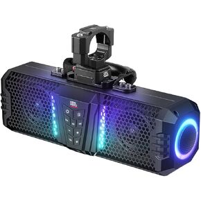 KEMIMOTO Midnight 40B 16 Inch UTV Sound Bar with LED Music Sync Lights, Quick-Release, Portable Handle, Aluminum Alloy, IP66 Waterproof Dustproof, Fits 1"-2" Roll Cage for UTV/ATV/Golf Cart/Marine