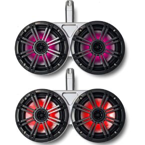 KICKER White Dual Wake Tower System with 4 6.5" Silver Marine Speakers