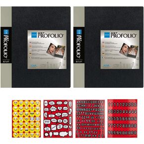 Itoya Archival Art Profolio Presentation Book - 60-8.5 x 11 Inches Pocket Pages, 120 Views 2 Pack + Emoji Stickers