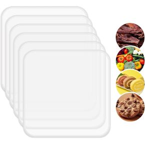 6 Pack Silicone Dehydrator Sheets, Food Dehydrator Trays, 11" x 11" Dryer Sheets, Non-Stick Fruit Leather Trays for Jerky, Fruit, Herbs, Swiss Rolls