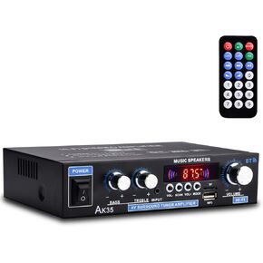 AK35 Home Audio Amplifier Receiver, 200W Home Dual Channel Bluetooth 5.0 Sound Speaker AMP, Home Amplifiers FM Radio/USB/SD/Card w/Remote Control Home Theater Audio Stereo System Components
