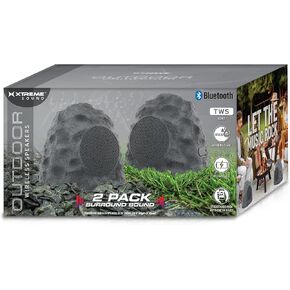 Xtreme Outdoor Bluetooth Rock Speakers 2 Pack, Camouflaged Wireless Speakers, IPX5 Water-Resistant, True Wireless Stereo, Aux Port, 33 Foot Bluetooth Range, Rechargeable up to 6 Hour Play Time