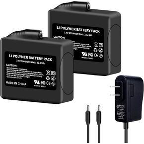 2Pack 3000mAh Lithium-ion Battery Pack for Heated Gloves, Socks, Hats, Mittens, Vest, Jacket, Hand Muff, Boots, Hat, Knee Braces Suit battery Pack Upgraded Version 7.4V 3000mAh Battery Rechargeable