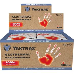 Yaktrax Geothermal Hand Warmers- Air-Activated, Up to 10 Hours of Heat - Compact and Portable Warmth for Outdoor Activities, Winter Sports, and Emergency Kits