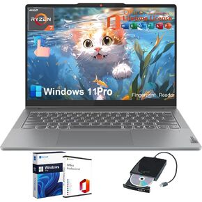 Lenovo IdeaPad 2-in-1 Business Laptop - w/Free DVD Drive, Office Lifetime • 14" FHD Touchscreen Display • Intel 7 150U • Fingerprint • Backlit KB • Webcam, Win 11 Pro (16GB RAM | 2TB SSD)