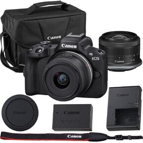 Canon EOS R50 Mirrorless Camera with Canon RF-S 18-45mm f/4.5-6.3 is STM Lens Kit with Canon Shoulder Bag, Black