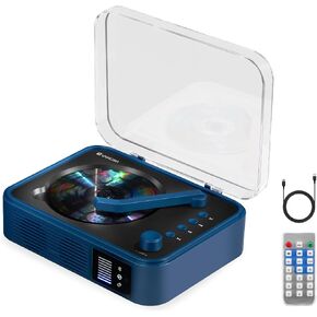 Vangoa Rechargeable CD Player with Speakers, Wireless 5.0 Portable CD Players with BT Transmitter, USB Playback, AUX Output, Small Vintage Music Players for Home Déco, White(SG-1900A)