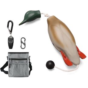 ZRD Dog Training Kit, Dog Duck Toy, Duck Dummy Bumper for Dog, Duck Hunting Kit with Dog Treat Pouch, 2in1 Dog Training Clickers and Whistle - Dog Retriever Outdoor Training Kit
