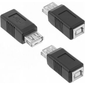 3PCS USB 2.0 Af/Bf Plug Type a Female to Type B Female Adapter Connector, USB B Adapter Printer Female to Computer Female Adapter Converter for Laptop Computer Hard Drive Printer Camera