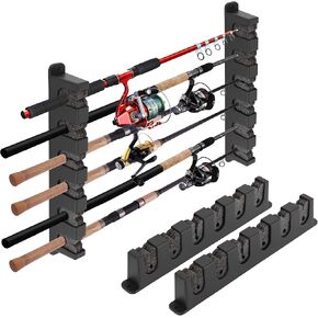 Fishing Rod Holder Wall, Rod Stands Fishing Rods, Vertical/Horizontal Fishing Rod Holder, Fishing Rod Stands for Family Wall Garage Storage 4 Fishing Rods