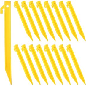 50 Pcs Plastic Tent Stakes, 9 Inch Heavy Duty Tent Pegs, High Strength Triangular Garden Stakes, Spike Hook Canopy Stakes for Secure Rope Tie-Down, Ideal for Camping, Outdoor Activities