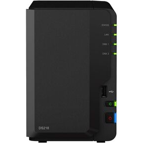 Synology DiskStation DS218 NAS Server مع RTD1296 1.4 جيجا هرتز وحدة المعالجة المركزية ، ذاكرة 2GB ، تخزين 4TB SSD ، 1 × 1GBE LAN ، نظام التشغيل DSM
