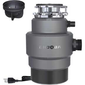 Garbage Disposal 3/4HP, Continuous Feed Food Waste Disposal, Garbage Disposal with Power Cord, Quiet Food Waste Grinder for Kitchen Sink, Gray