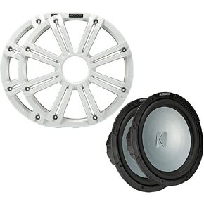 Kicker - Two 12 Inch LED Marine Subwoofers in White, 2 Ohm Bundle 4 Ohm Each