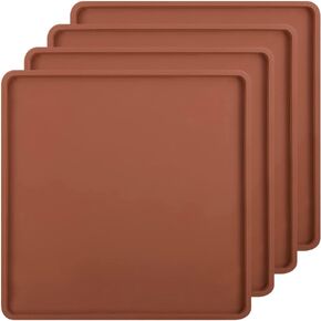 SFV 6 Pack Silicone Dehydrator Trays, 14" x 14" Flexible & Durable Dehydrator Sheets for Excalibur, Non-Stick, Reusable Dehydrator Mats Tray Dryer for Eggs, Fruit Leather, Meat, Herbs, Brown