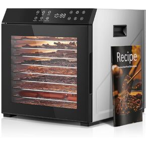 FOHERE Food Dehydrator for Jerky 1000W, 10 Trays With Large 9.04ft² Drying Space,176°F Temperature Control, Digital Adjustable Timer, Light, Dryer Machine for Dog Treats,Herbs, Meat, Fruit, and Yogurt