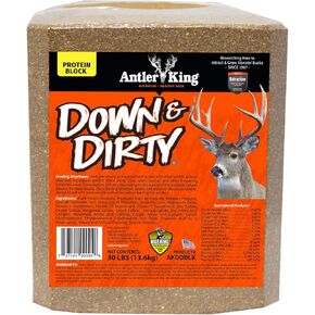 Down & Dirty Block, 30 lb Long-Range Deer Attractant and Food Source Block, High in Protein for Antler Growth, Perfect Winter Supplement