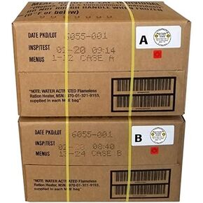 Western Frontier MRE 2020 Case ، 24 وجبة مع تاريخ التفتيش 2020 ، 2017 حزمة تاريخ. وجبة الفائض العسكري جاهزة لتناول الطعام. (حزمة A و B)