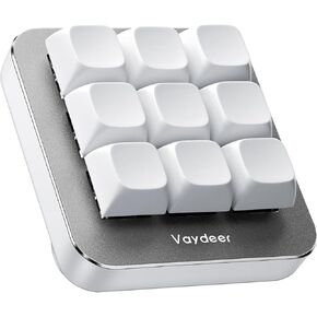 Vaydeer يدعم لوحة المفاتيح الميكانيكية بيد واحدة NKRO و Hotkeys و PLICK Start و 9 مفاتيح قابلة للبرمجة بالكامل مع نافذة عائمة ومفاتلة متعددة الوظائف لنظام التشغيل iOS و Windows-White