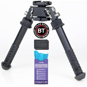 Accu-Shot Atlas Bipod BT10 V8 Standard Two Screw Clamp Plus USA Flag Patch and Jestik Microfiber Cleaning Cloth