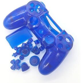 YANHAO [Video Game Parts] Replacement Full Set Transparent Clear Front Back Housing Shell Case Cover Suit for Playstation 4 for PS4 Gamepad Controller [Replace] (Color : Clear Blue)