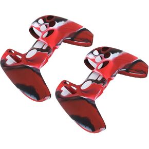 حقيبة حماية من وحدة تحكم من قطعتين من أجل PS5 Gamepad ، حالة مموهة من السيليكون المضادة للانهيار ل PS5 Gamepad من أجل جمال المظهر (Red Camouflage)