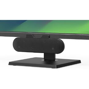Computer Speakers for Desktop PC Monitor, External Speakers for Laptop, USB-Powered, Plug-n-Play, Wired, Clip-On, Small Computer Soundbar for PC, with Loud Sound, Rich Bass, G-Sensor, USB-C Adapter