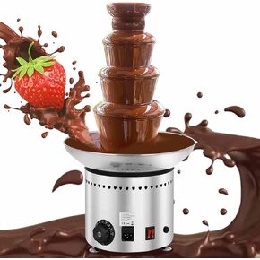 Commercial Chocolate Fountain, 4 Layers Chocolate Fondue, Energy-Saving Heating, Adjustable Temperature Control, for Sweets Liqueurs - Soaked Strawberries, Horns, Vegetables