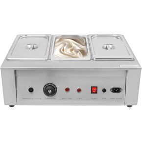 300W Electric Melting Pot for Chocolate w/Adjustable Temperature,Commercial Chocolate Warmer Melting Pot Chocolate Melter Pot Machine for Home or Bakery Use 3 Tanks for 26.46lb of Tempered Chocolate