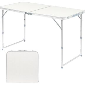 4.0 Ft Folding Portable Camping Table with Three Adjustable Heights, RV Tables for Inside a Camper, Outdoor, BBQ, Dining, Picnic, Cooking, Beach, Garden, Black