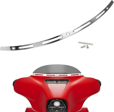 ANONEMOTO Slotted Windshield Trim Chrome Polished Stainless Windshield Trim Compatible for Harley Davidson 1996-2013 Electra Glide Ultra Classic Street Glide Stainless CNC Cut in Kuwait