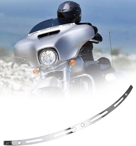 ANONEMOTO Slotted Windshield Trim Chrome Polished Stainless Windshield Trim Compatible for Harley Davidson 1996-2013 Electra Glide Ultra Classic Street Glide Stainless CNC Cut in Kuwait