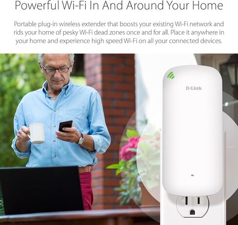 موسع نطاق شبكة Wi-Fi من D-Link AC1200 - يغطي ما يصل إلى 1550 قدم مربع و30 جهازًا - نطاق مزدوج، شبكة، نقطة وصول، منفذ إيثرنت، إعداد التطبيق (DAP-1610/RE) (متجدد) in Kuwait