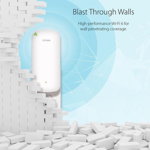 موسع نطاق شبكة Wi-Fi من D-Link AC1200 - يغطي ما يصل إلى 1550 قدم مربع و30 جهازًا - نطاق مزدوج، شبكة، نقطة وصول، منفذ إيثرنت، إعداد التطبيق (DAP-1610/RE) (متجدد) in Kuwait