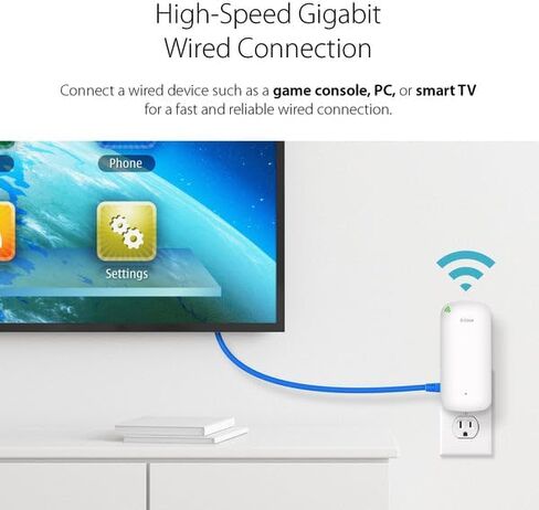 موسع نطاق شبكة Wi-Fi من D-Link AC1200 - يغطي ما يصل إلى 1550 قدم مربع و30 جهازًا - نطاق مزدوج، شبكة، نقطة وصول، منفذ إيثرنت، إعداد التطبيق (DAP-1610/RE) (متجدد) in Kuwait