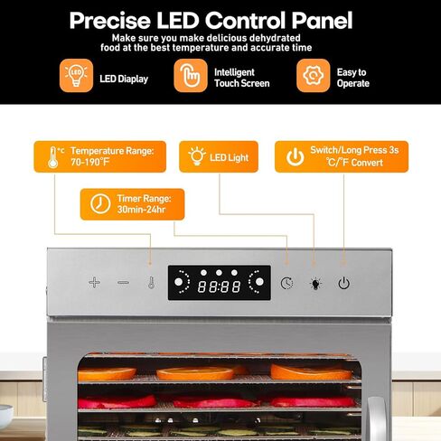 Panana Food Dehydrator Machine Dryer for Jerky: Stainless Steel Dehydrater for Fruit Herb Meat Dog Treats- Food Drier for Meat Beef Dehydration (6 trays) in Kuwait