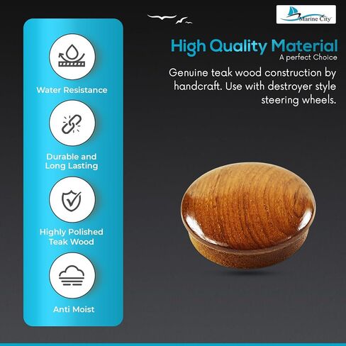 MARINE CITY Genuine Teak Center Cap Wood Durable Strong Centre Cap (2-3/4 inches) for Marine Destroyer Steel Wheels Marines Boats Yachts Hardware Accessories (Pack of 1) in Saudi Arabia