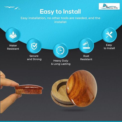 MARINE CITY Genuine Teak Center Cap Wood Durable Strong Centre Cap (2-3/4 inches) for Marine Destroyer Steel Wheels Marines Boats Yachts Hardware Accessories (Pack of 1) in Saudi Arabia