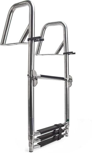 سلم قارب عائم بـ 4 خطوات، سلم خلفي قابل للطي من الفولاذ المقاوم للصدأ قابل للطي، سلم داخلي عالي التحمل مخصص للسباحة مع سلم درابزين يدوي بدواسة (سلم ذو 4 خطوات) in Kuwait