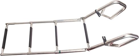 سلم قارب عائم بـ 4 خطوات، سلم خلفي قابل للطي من الفولاذ المقاوم للصدأ قابل للطي، سلم داخلي عالي التحمل مخصص للسباحة مع سلم درابزين يدوي بدواسة (سلم ذو 4 خطوات) in Kuwait