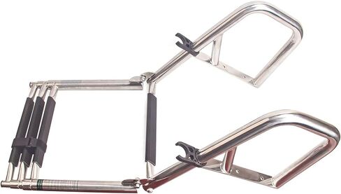 سلم قارب عائم بـ 4 خطوات، سلم خلفي قابل للطي من الفولاذ المقاوم للصدأ قابل للطي، سلم داخلي عالي التحمل مخصص للسباحة مع سلم درابزين يدوي بدواسة (سلم ذو 4 خطوات) in Kuwait