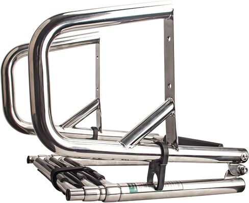 سلم قارب عائم بـ 4 خطوات، سلم خلفي قابل للطي من الفولاذ المقاوم للصدأ قابل للطي، سلم داخلي عالي التحمل مخصص للسباحة مع سلم درابزين يدوي بدواسة (سلم ذو 4 خطوات) in Kuwait