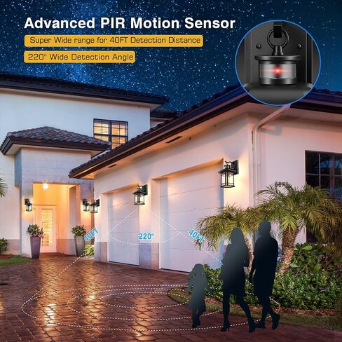 VIANIS 2 Packs Motion Sensor Outdoor Lights, Dusk to Dawn Outside Lights for House, Black Outdoor Light Fixture Sconce for House, Doorway, Entryway, Waterproof, Anti-Rust in Saudi Arabia